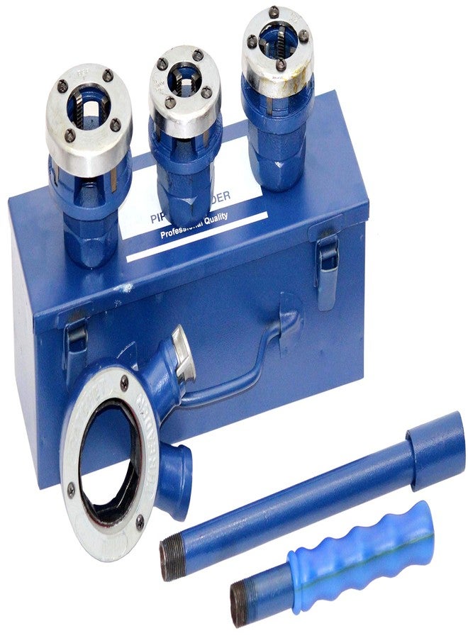 Digital Craft 1 Set Pipe Threading Kit Dies Manual Plumber Pipe Threading Kit Threader Tool Manual Threader Size 1/2", 3/4", 1" Tool Kit Die Handle